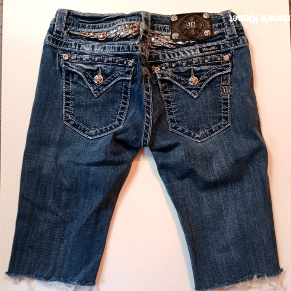 Miss Me Sequin Rhinestone Cut Off Shorts